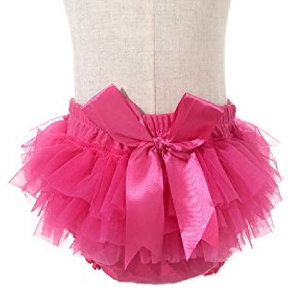 Cotton Tulle Ruffle with Bow Bloomer Diaper Cover